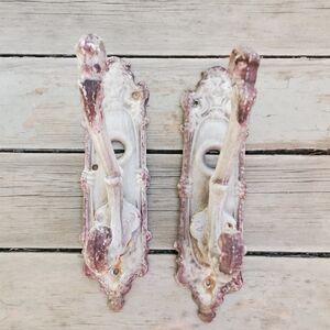 Metal Hooks Old Door Back 8"x2.25" Hanging Decor Patina White Purple